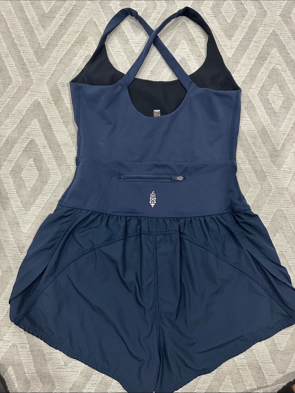 Free People Navy Blue Crossback Skirted One-Piece